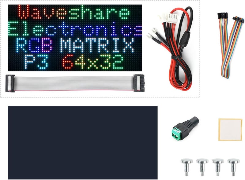 Waveshare RGB Full-Color LED Matrix Panel 64×32 Pixels Display Screen 2048 Individual LEDs 3mm Pitch Compatible with Raspberry Pi 5/4B/3B/Zero/Zero W/Zero 2W/Pico/Pico W/Pico WH, ESP32 - Image 1